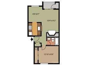 1 Bedroom 1 Bathroom B102 floor plan